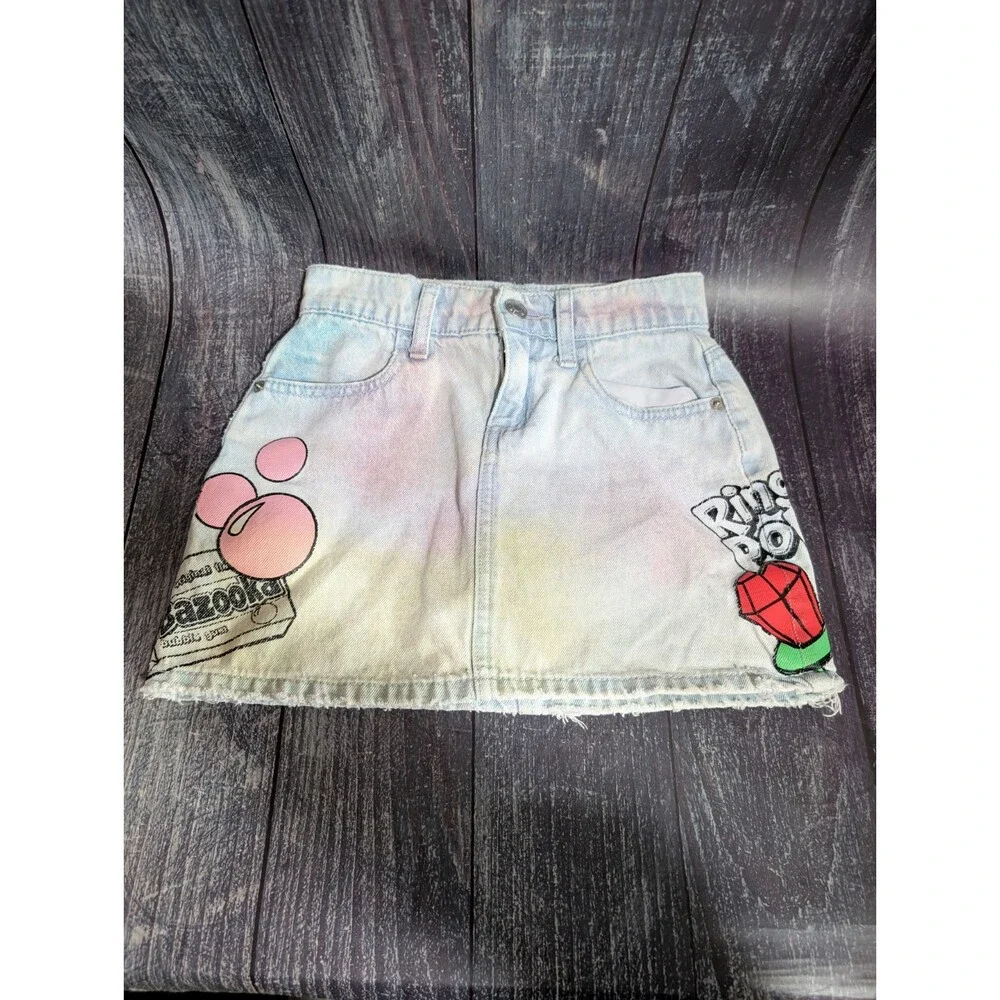 Justice x Ring Pop x Bazooka Girl's Denim Tie Dye Skirt - Size 7 - Shorts